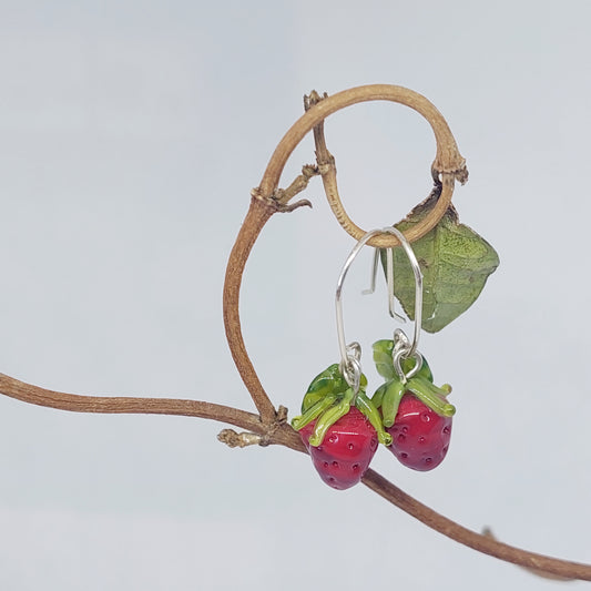 Glass Art - Strawberry Earrings