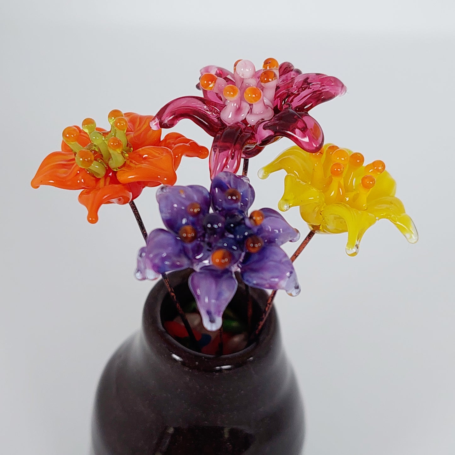 NEW!! Glass Art - Midi Tropical Lily Bouquet