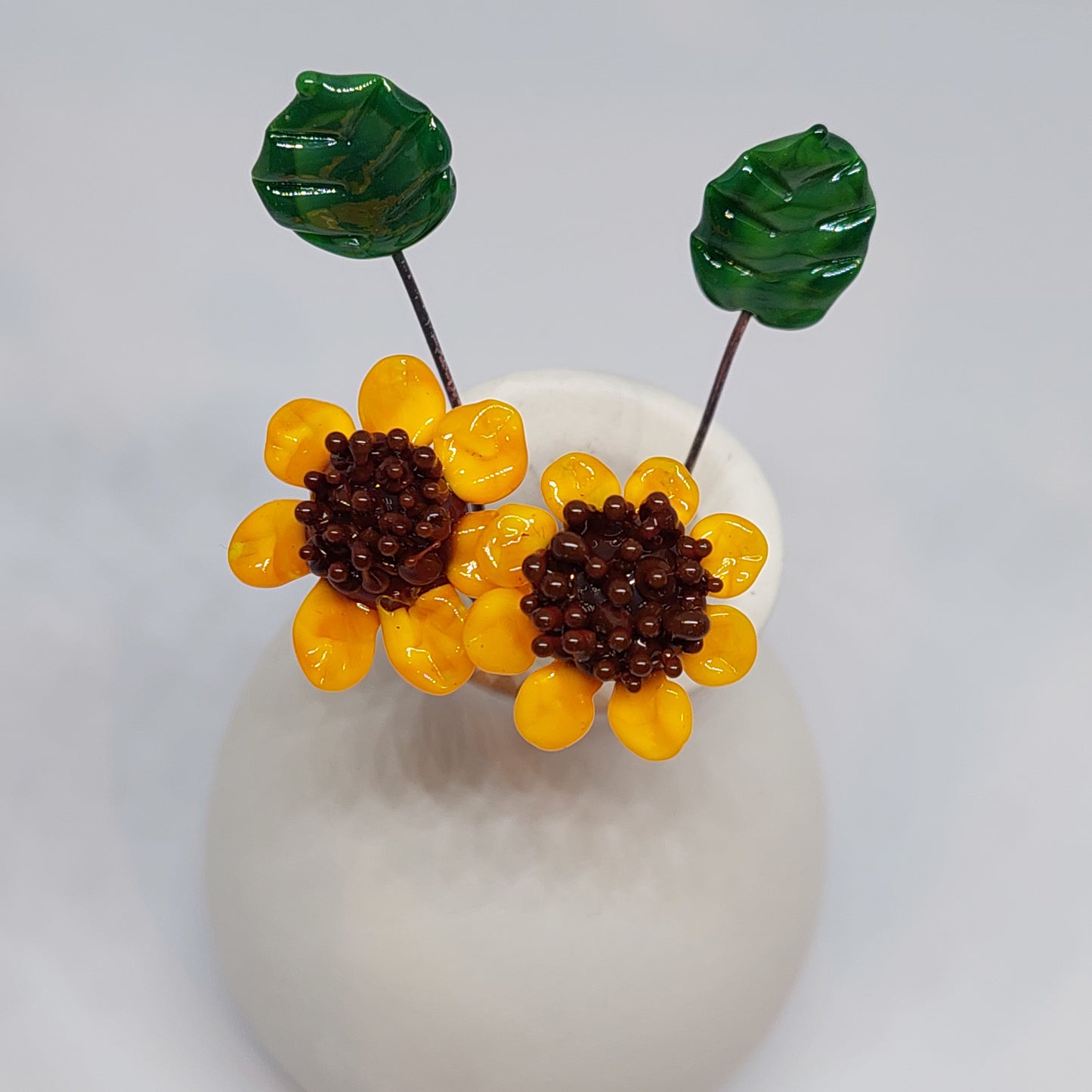 NEW!! Glass Art - Sunflowers - Tiny Bouquet