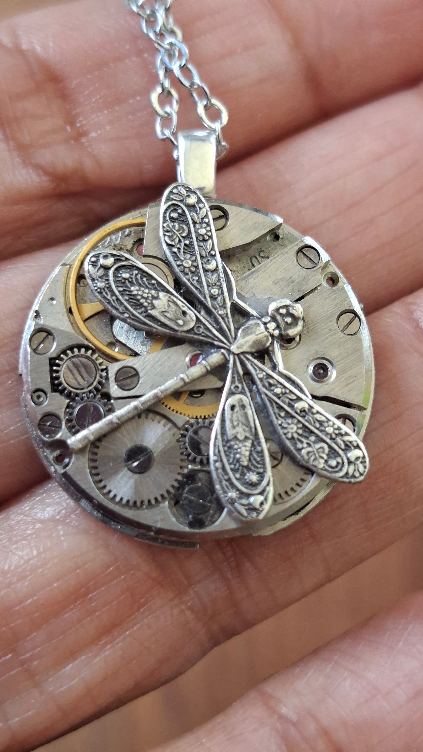 SP medium silver dragonfly pendant - wholesale