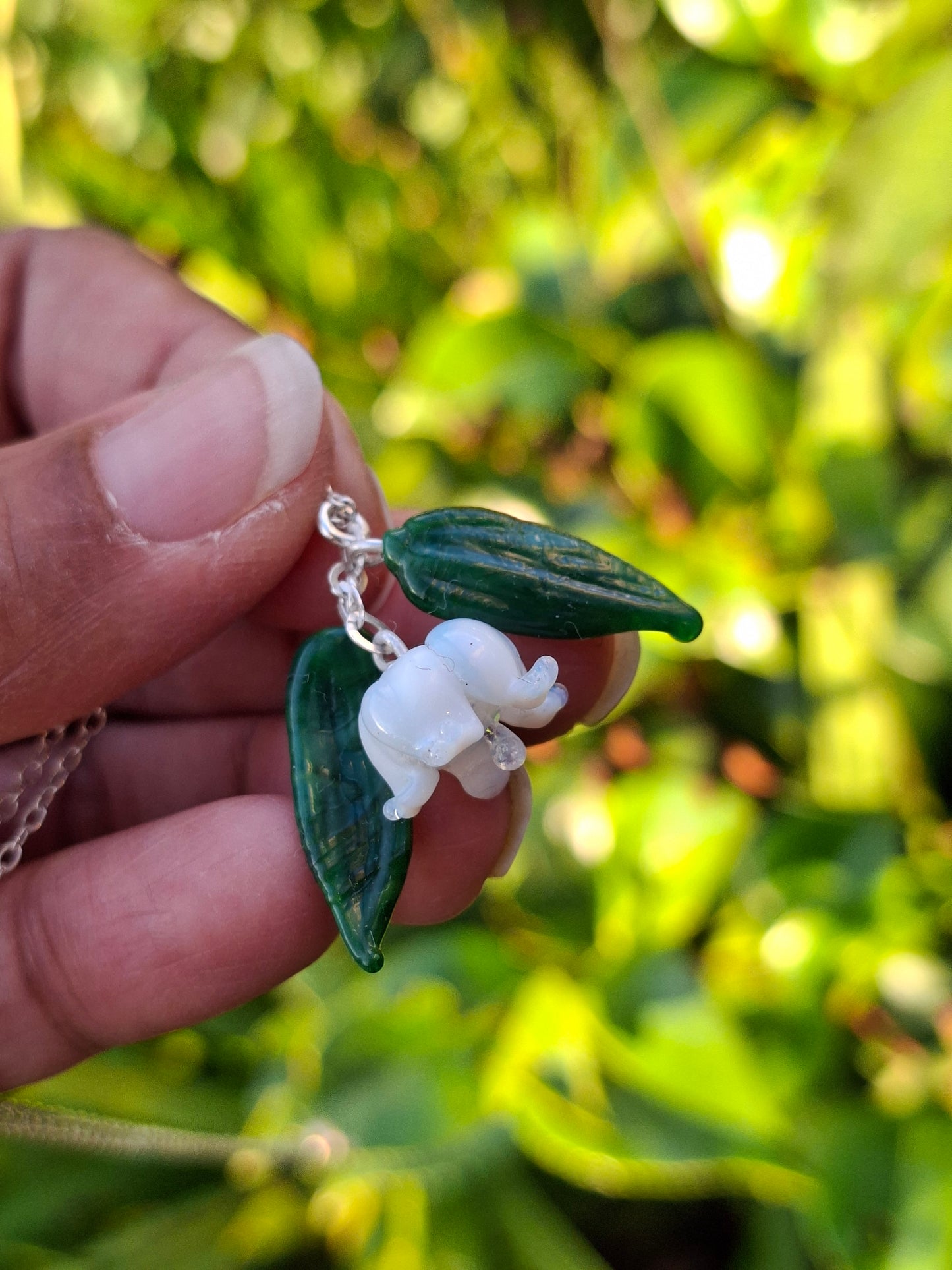 NEW! Glass Art Lily of the valley necklace