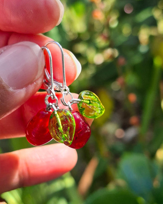 NEW! Glass Art Pomegranate seed earrings