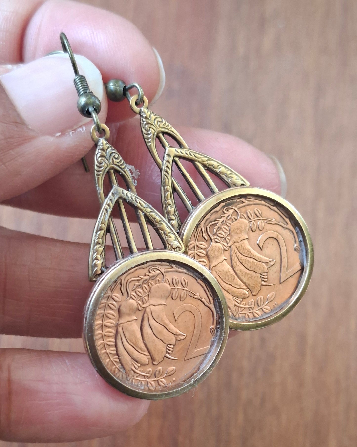 NEW! Re-minted ornate two cent earrings