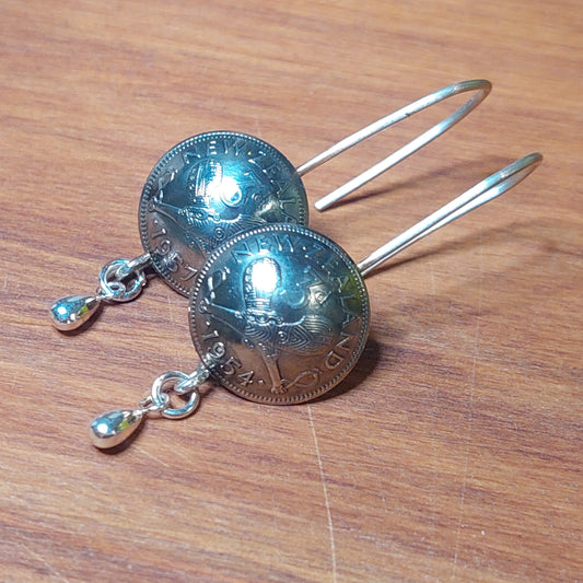 NEW!! Re-minted mini coin earrings with silver drops