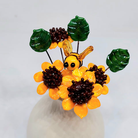 NEW!! Glass Art - Sunflowers - Midi Bouquet