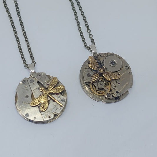 Timepiece Small Pendants with bee or dragonfly - choose from five styles!