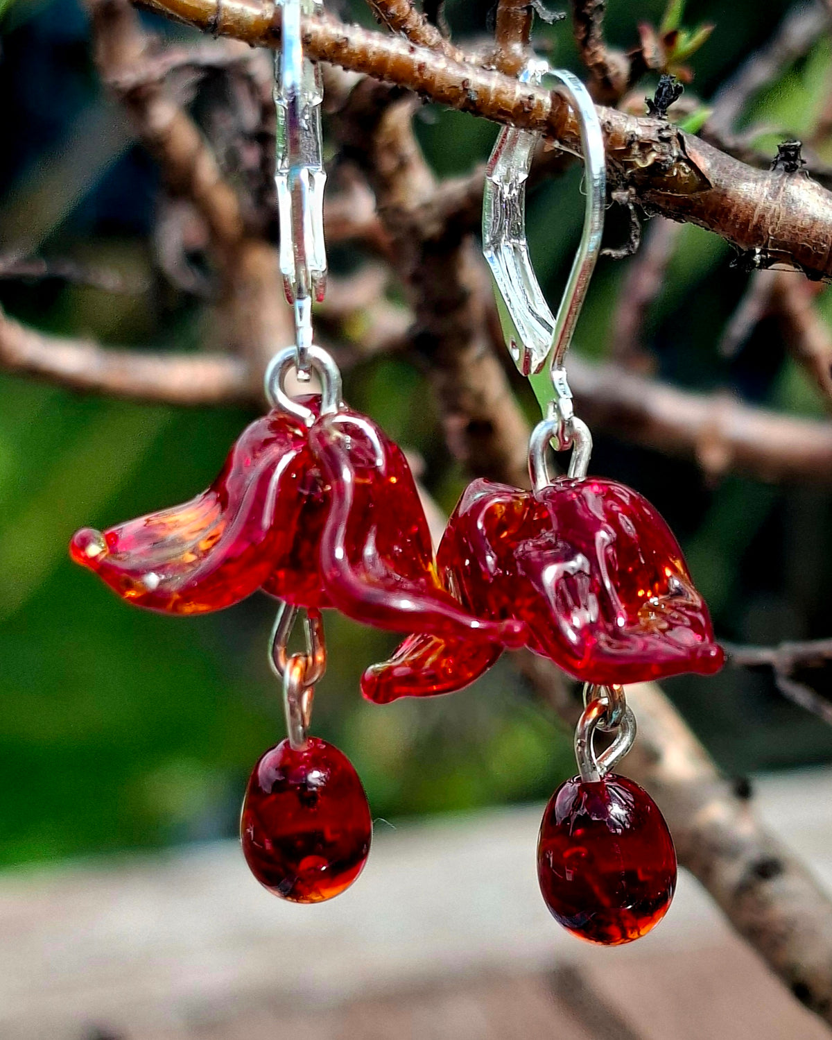 NEW! Glass Art - Fuchsia Drop Earrings