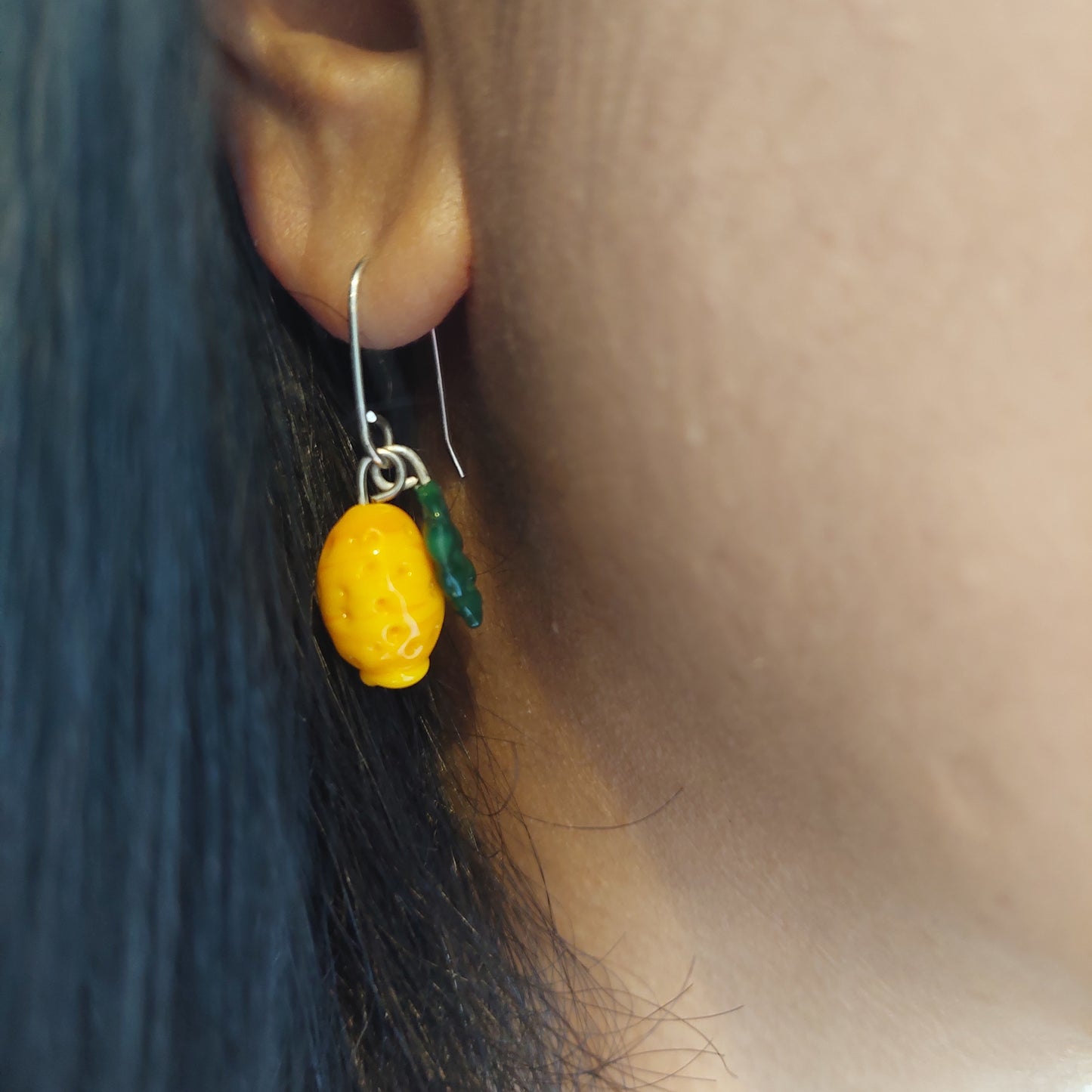 NEW!! Glass Art - Lemon Earrings