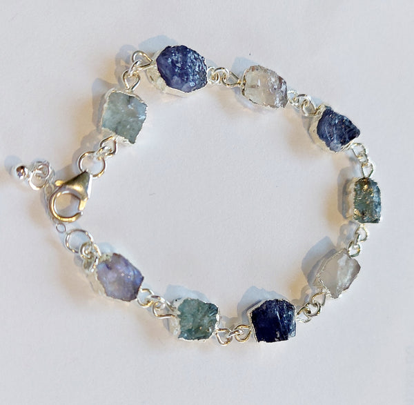 Bestseller!! LAST ONE - Natural Gemstone Multistone Bracelet - Silver