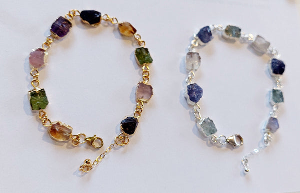 Bestseller!! Natural Gemstone Multistone Bracelet - Gold