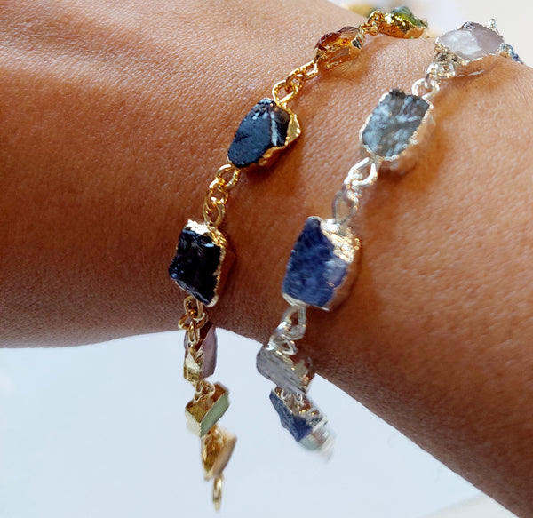 Bestseller!! LAST ONE - Natural Gemstone Multistone Bracelet - Silver