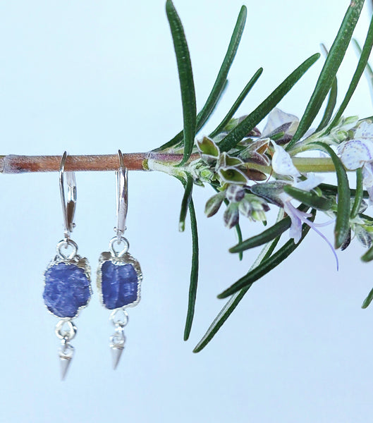 SALE!! LAST PAIRS - Natural Gemstones - Raw Stone Slice Earrings - Silver