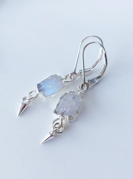 SALE!! LAST PAIRS - Natural Gemstones - Raw Stone Slice Earrings - Silver