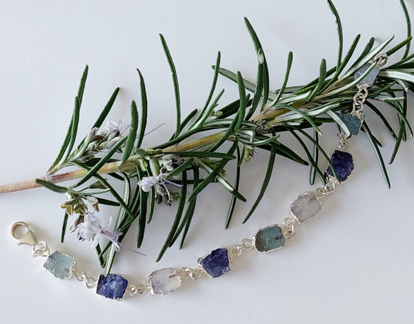 Bestseller!! LAST ONE - Natural Gemstone Multistone Bracelet - Silver