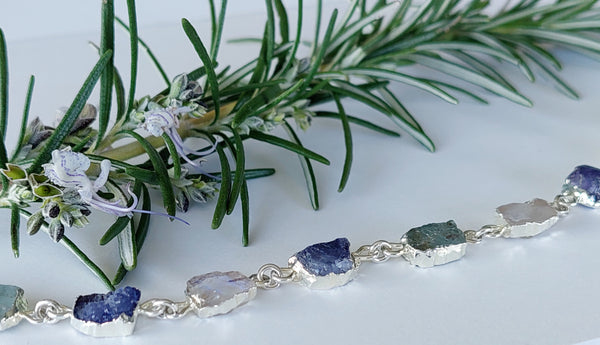 Bestseller!! LAST ONE - Natural Gemstone Multistone Bracelet - Silver