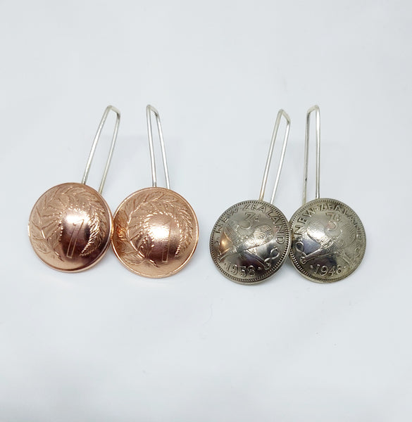 Re-minted MINI Artisan Coin Earrings - Threepence