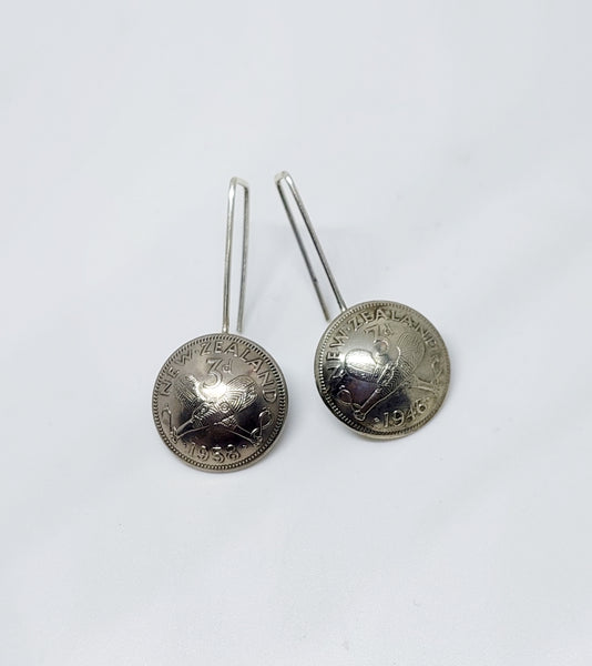 Re-minted MINI Artisan Coin Earrings - Threepence