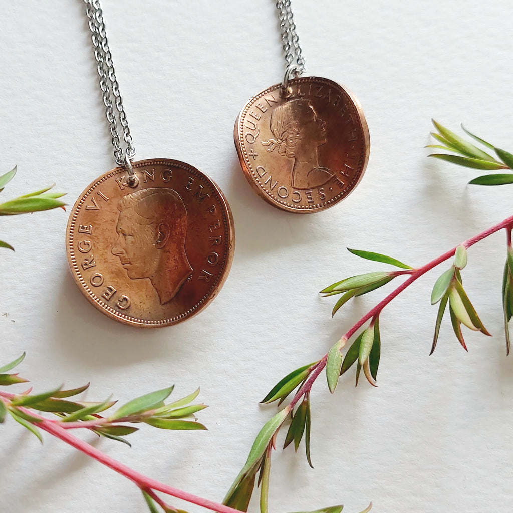 Reminted Duo Layered Coin Pendant Rainey Designs