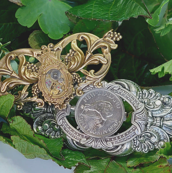 SALE! Re-minted Grand Flourishing Brooch with One Florin - 40% off!