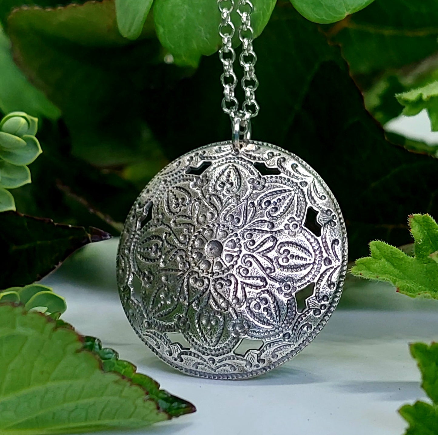 SALE! Re-minted Two Way Domed Garden Circle Pendant with Sixpence - 40% off!