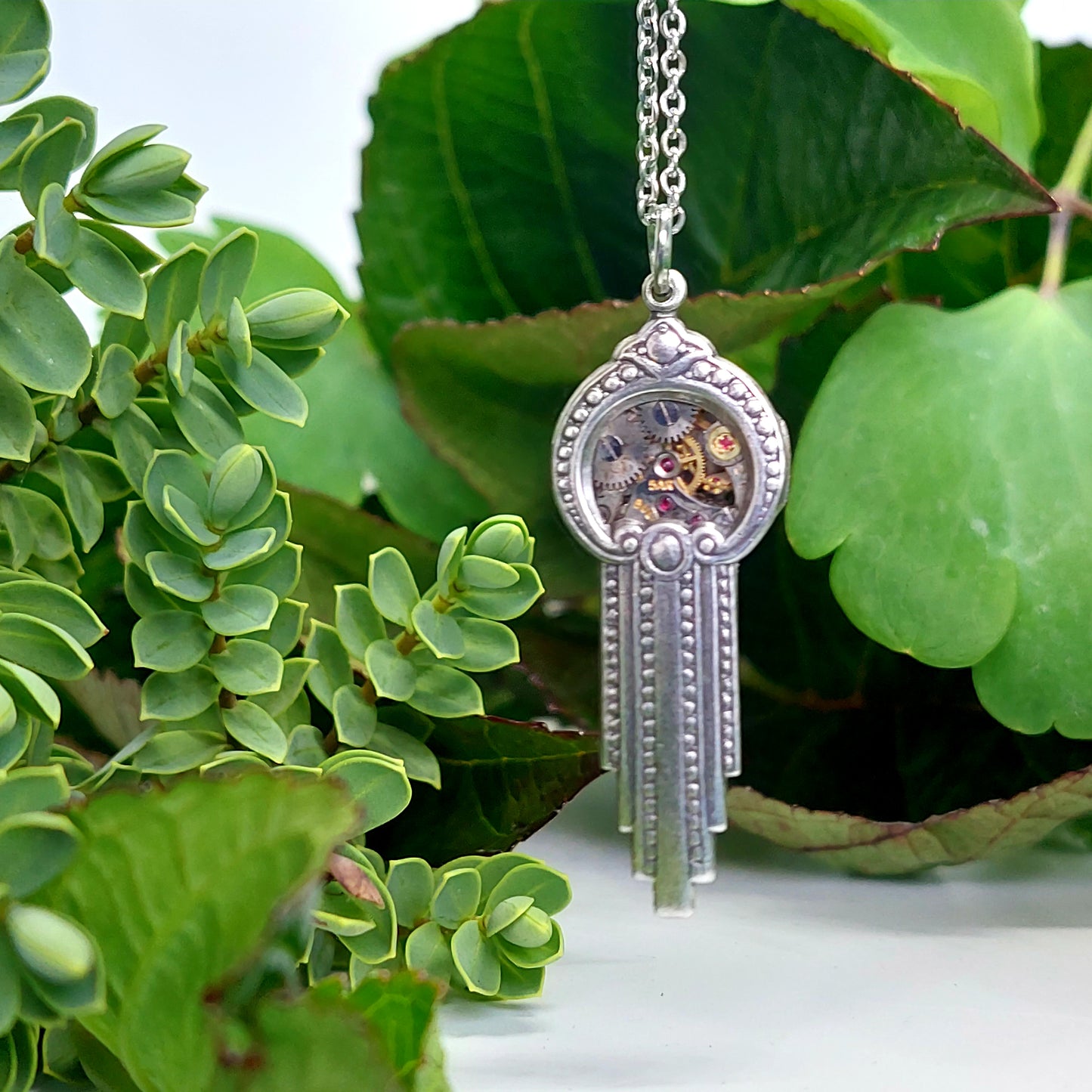 BESTSELLER!! Art Deco Waterfall Pendant with Timepiece
