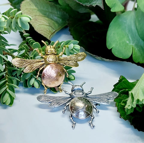 BESTSELLER! Re-minted Honeybee Brooches with NZ Coins