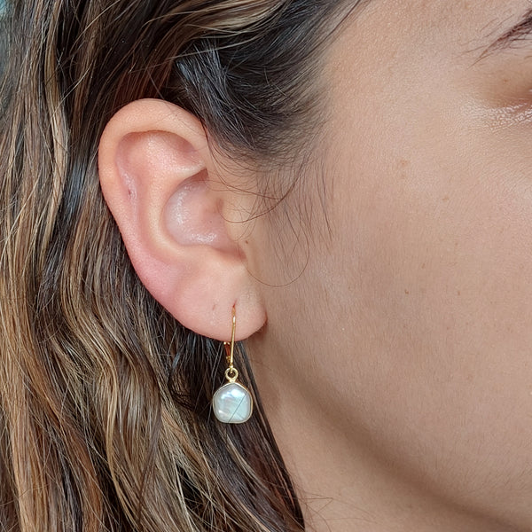 Natural Gemstones Timeless Pearl Drop Earrings
