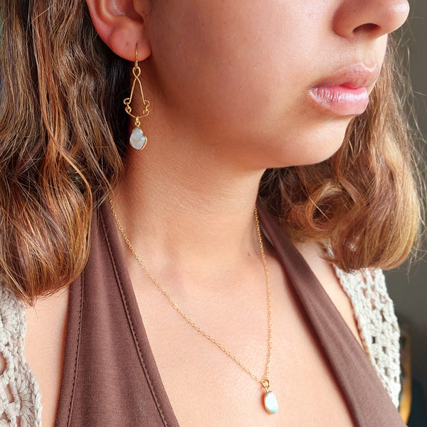 Natural Gemstones Timeless Chandelier Earrings with Pearls