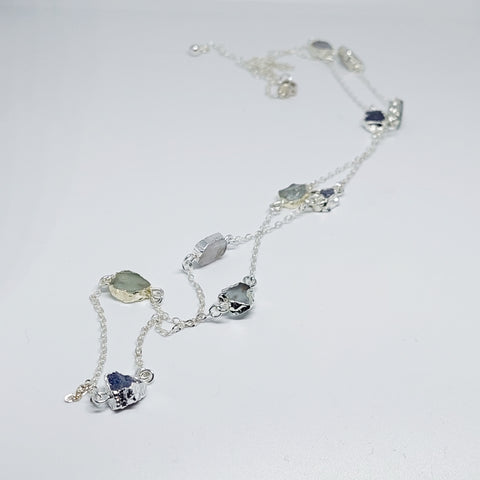 Natural Gemstones - Timeless Classic Multistone Necklace - Silver
