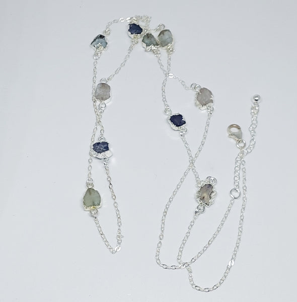 Natural Gemstones - Timeless Classic Multistone Necklace - Silver