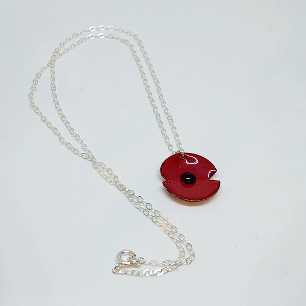 Anzac Range - Red Enamel Poppy Pendant - Small