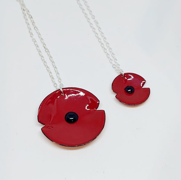 Anzac Range - Red Enamel Poppy Pendant - Small