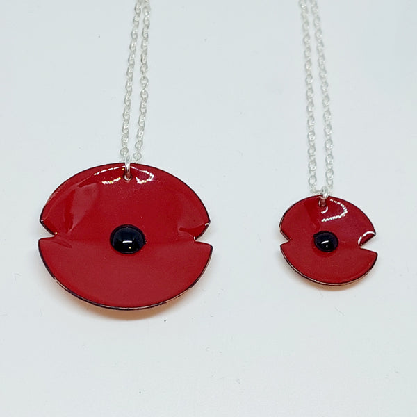 BESTSELLER!! Anzac Range - Red Enamel Poppy Pendant - Large