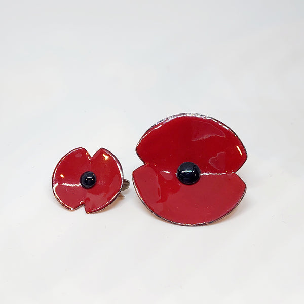 Anzac Range - Enamel Poppy Unisex Brooch - Small