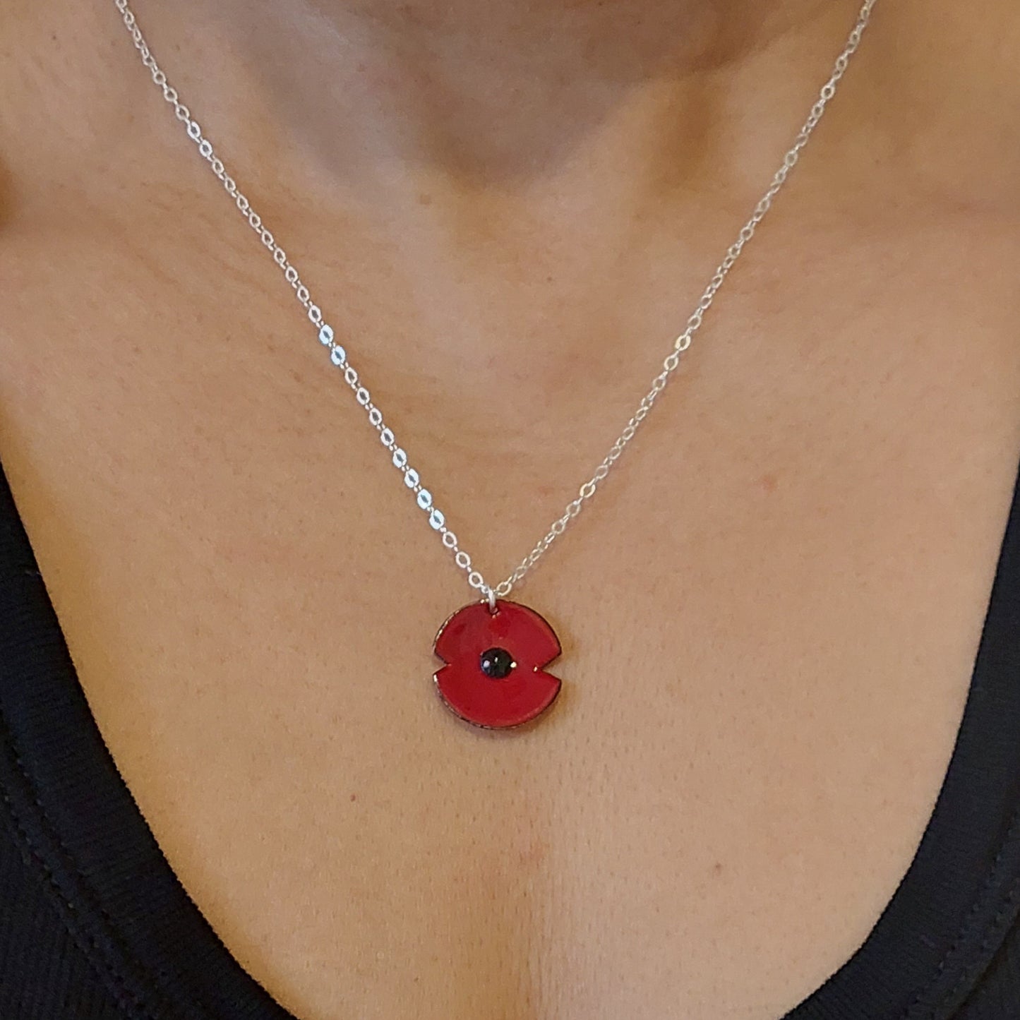 Anzac Enamel Poppy Pendant - Small (choose from three colours)