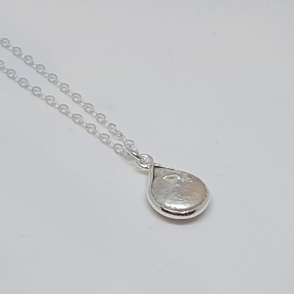 Natural Gemstones Limited Edition Timeless Simple Pearl Pendant - Silver