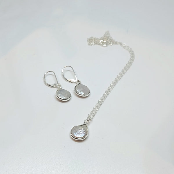 Natural Gemstones Limited Edition Timeless Pearl Drop Earrings - Silver