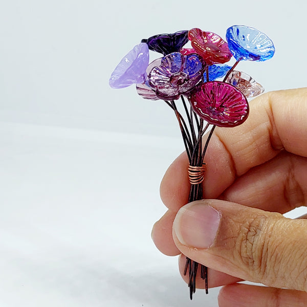BESTSELLER!! Glass Art - Large Mini Flower Bouquet - Twilight Garden