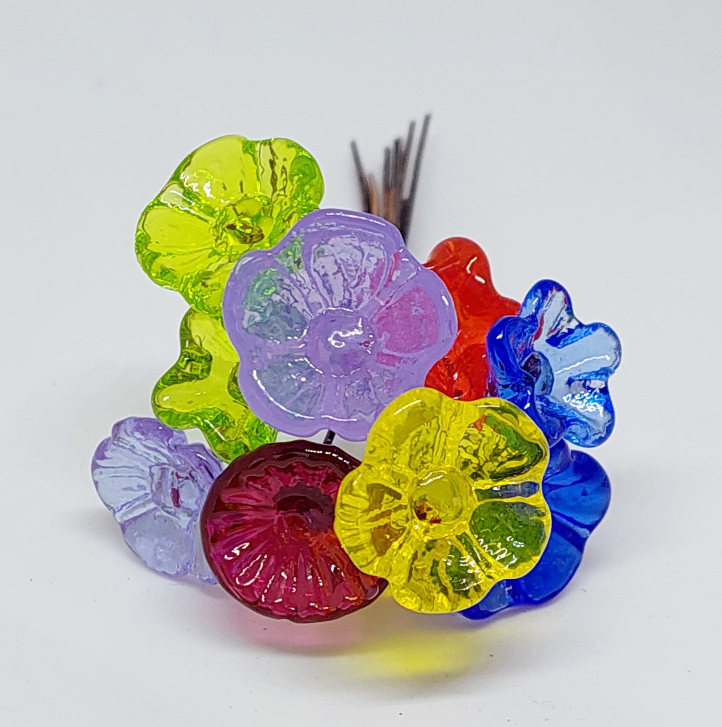 LW Mini Flower Bouquets:  Single Flowers - Transparent Lolly Colours - wholesale