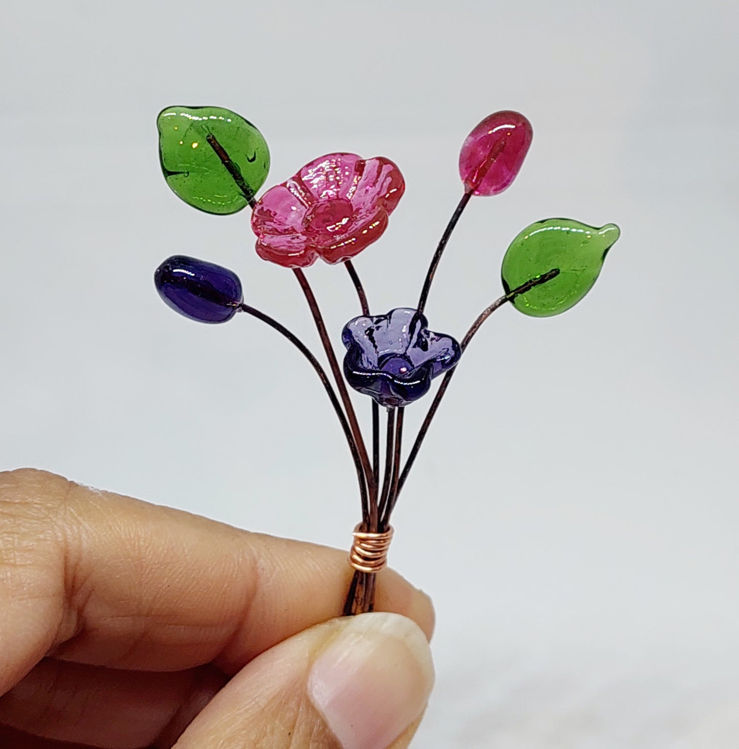 BESTSELLER!! Glass Art - Tiny Bouquets - Berry Shades
