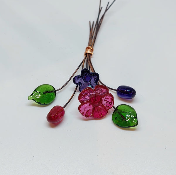 BESTSELLER!! Glass Art - Tiny Bouquets - Berry Shades