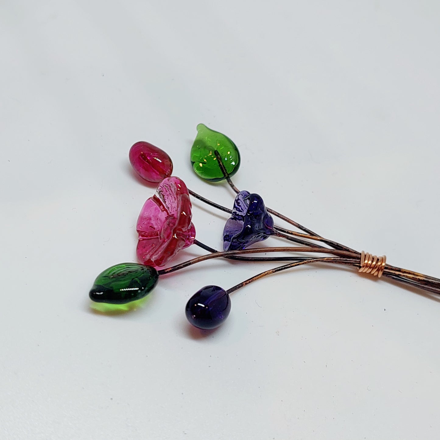 BESTSELLER!! Glass Art - Tiny Bouquets - Berry Shades
