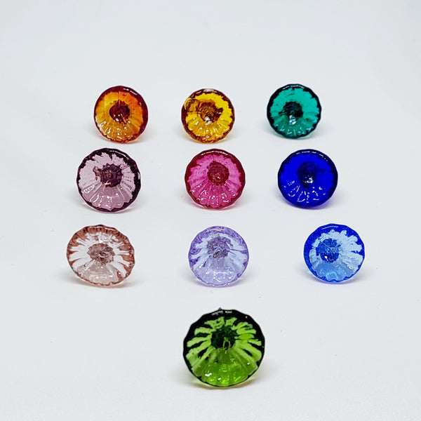 Glass Art - Vibrant Floral Stud Earrings - Poppies