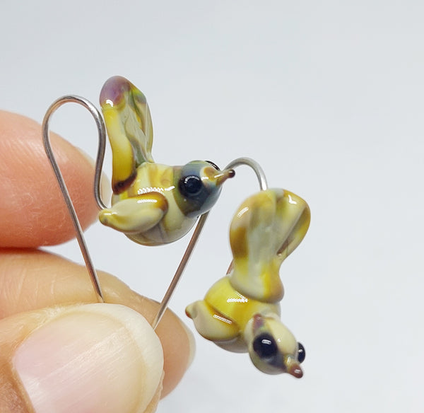 Glass Art - Piwakawaka NZ Fantail Drop Earrings