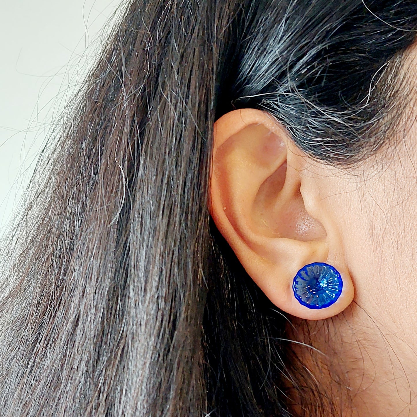 Glass Art - Vibrant Floral Stud Earrings - Poppies