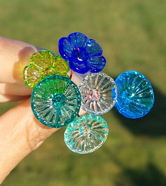 BESTSELLER!! Glass Art - Mini Flower Bouquet - Lagoon