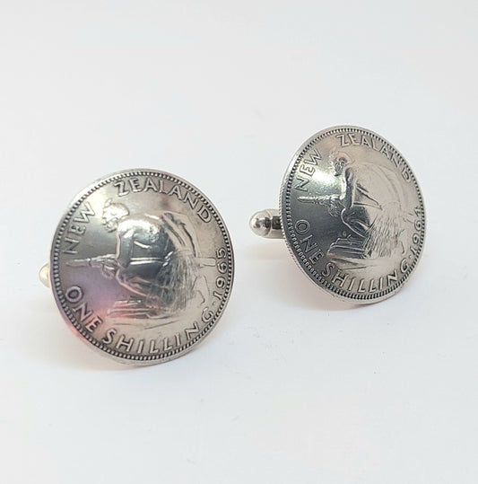 *Re-minted: Silver NZ shilling cufflinks