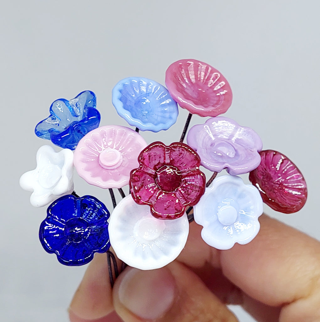 Glass Art - Large "Sweetheart " Mini Flower Bouquet