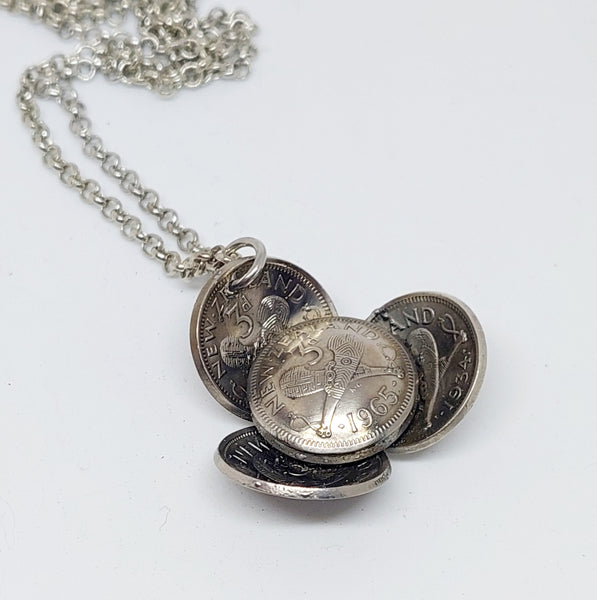 Re-minted Anzac Poppy Pendant - Silver Threepence