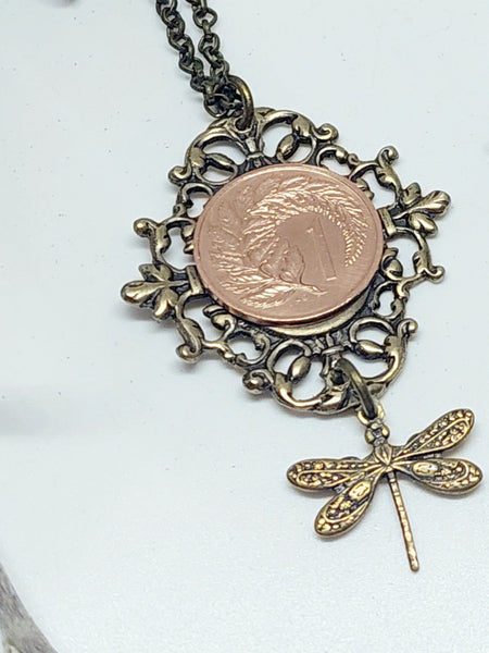 Co Diamond Shaped Garden Frame Pendant with One Cent Coin - Wholesale